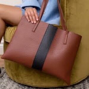 Vince Camuto Laptop Bag 17.5”x 11.5” brown black minimalist